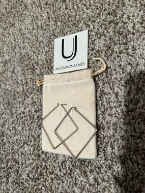 Uncommon James Silver Double Diamond Hoop Earrings